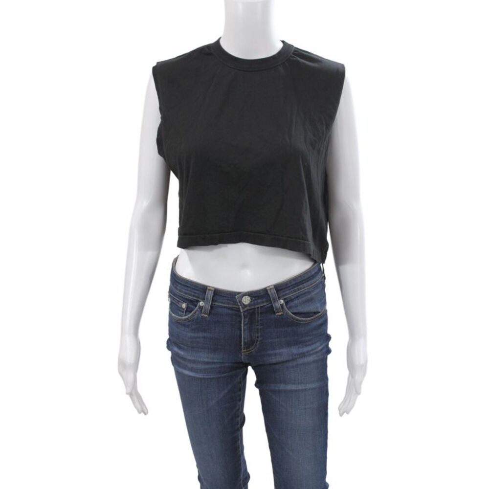 Nux Women Basic Black Organic Cotton Crew Neck Sleeveless Tank Size S